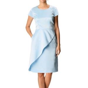 NWOT Icy Blue Cutout Back Satin Cascade Dress